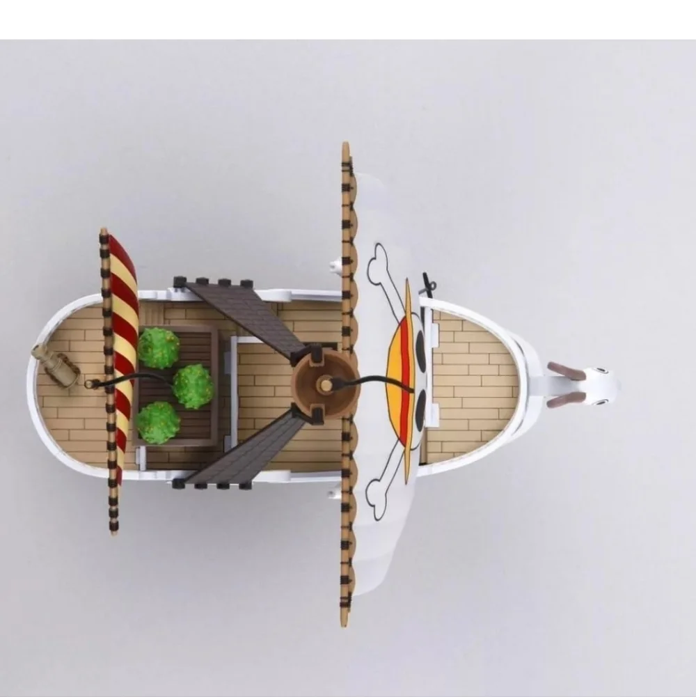 Onepiece Pirate Ship Building Set with White and Brown Going Merry Anime